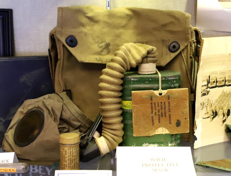 NH State Veterans Cemetery Display Case - WWII Gas Mask