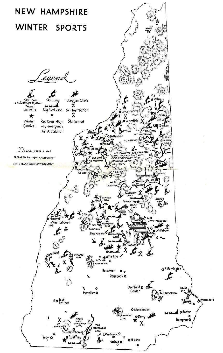 New Hampshire Winter Sports Map[ 1938