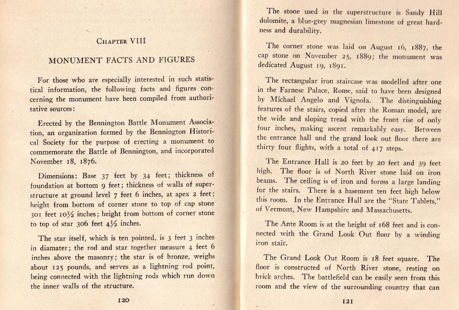 Battle of Bennington Memorial Tower Book - Bennington Vermont