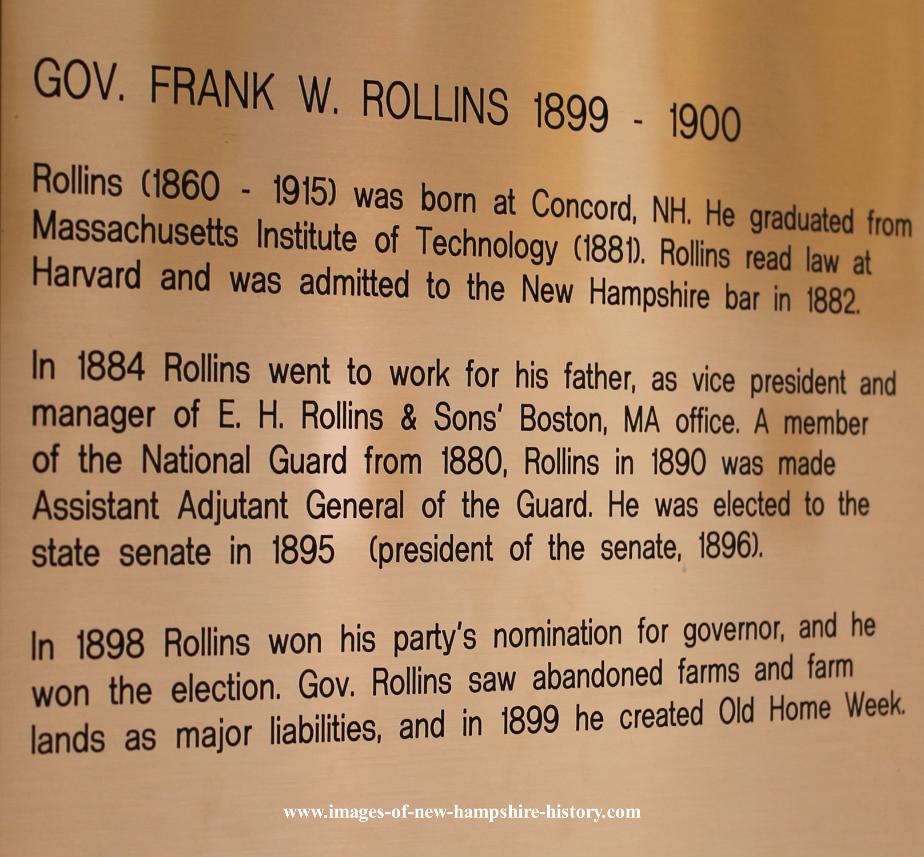 Frank Rollins NH State House Portrait Plate