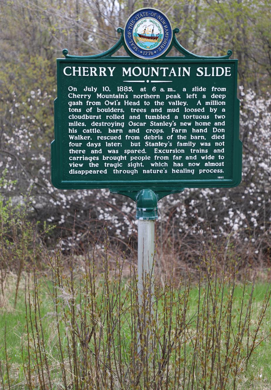 Cherry Mountain Slide - NH Historical Marker #252 - Jefferson, New Hampshire