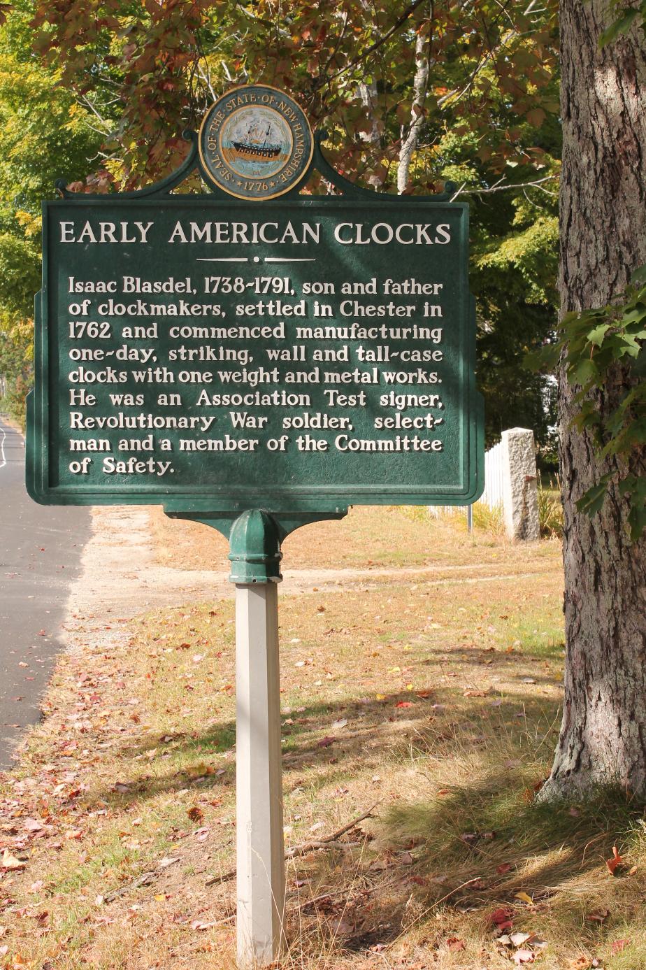 Early American Clocks Chester Historical Marker