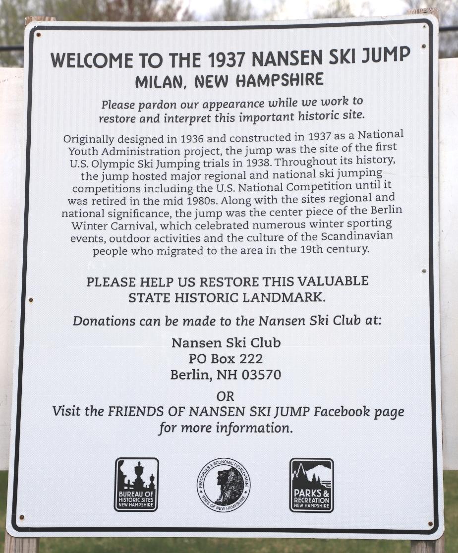 Nansen Ski Jump - NH Historical Marker #227 - Milan NH