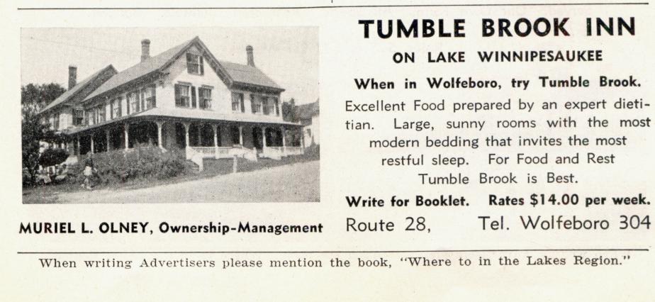 Tumble Brook Inn - Wolfeboro NH 1939