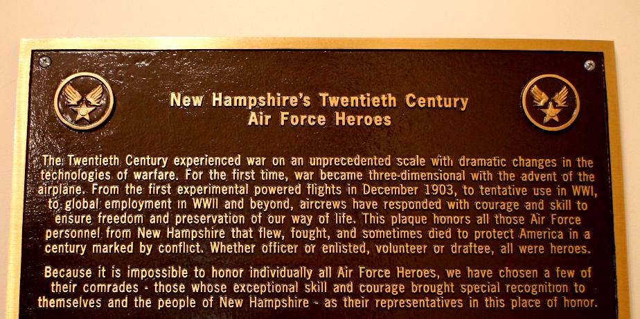 New Hampshire Air Force Heroes Plaque - New Hampshire State House