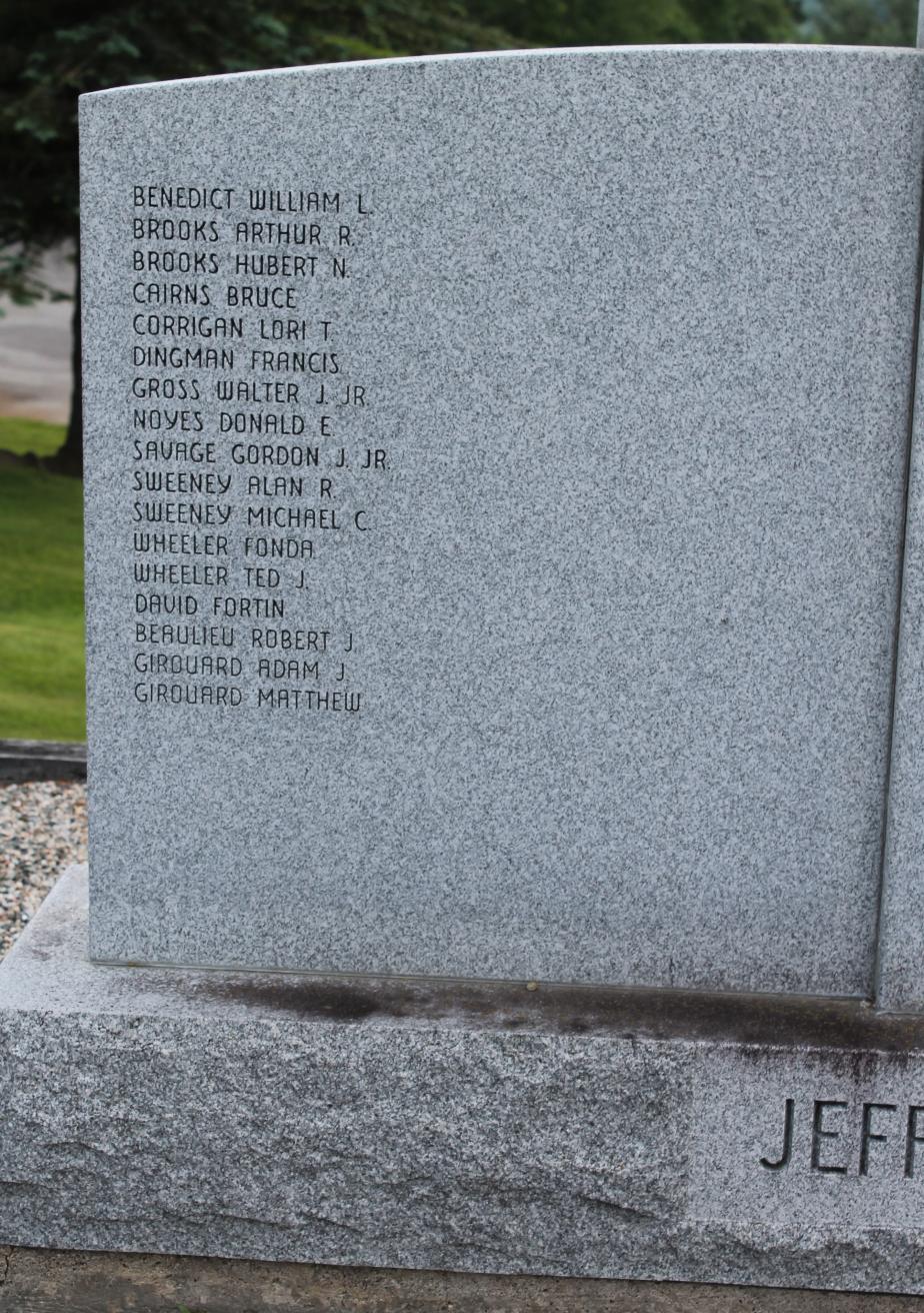 Jefferson New Hampshire Military Service Memorial