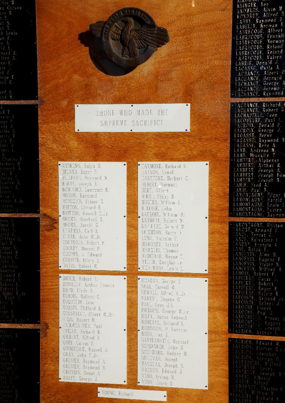 Rochester New Hampshire World War II Honor Roll